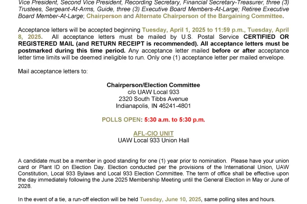General Election Notice - AFL-CIO Unit