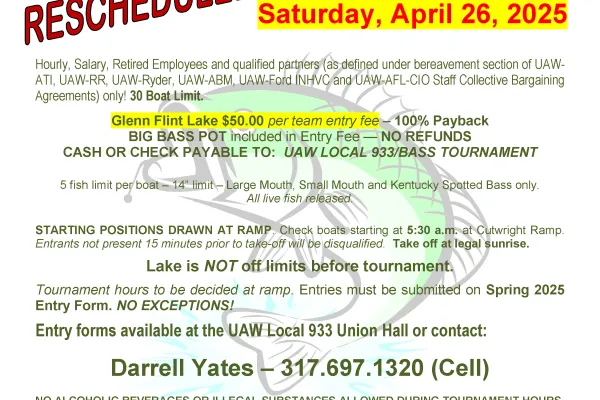 Bass Tournament Rescheduled