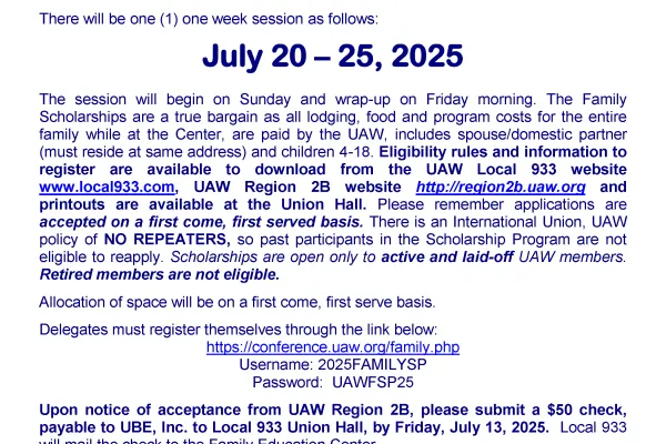 2025 UAW Family Scholarship