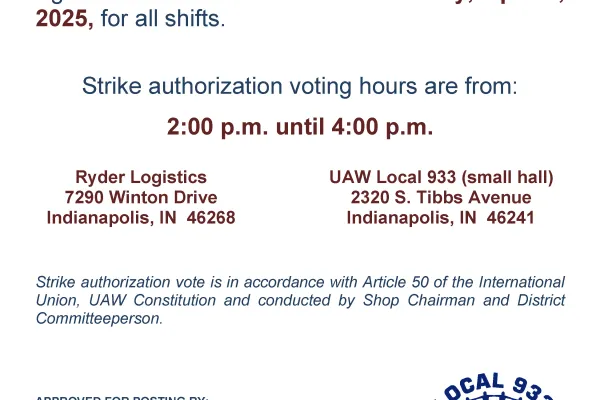Strike authorization vote - Ryder Unit