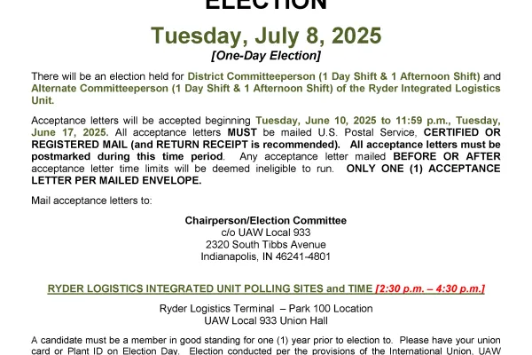 Election Notice - Ryder Logistics Integrated Unit