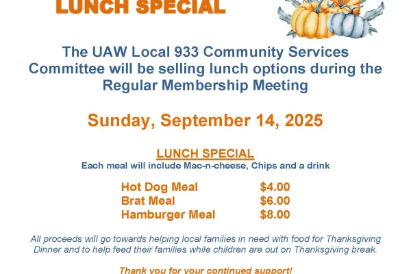 Union Meeting Menu Details