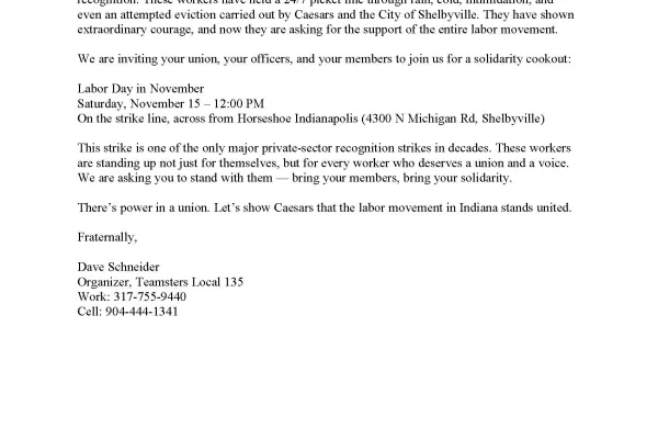 Union Posting Supporting Teamsters Local 135