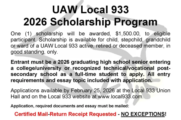 UAW Local 933 Scholarship Program