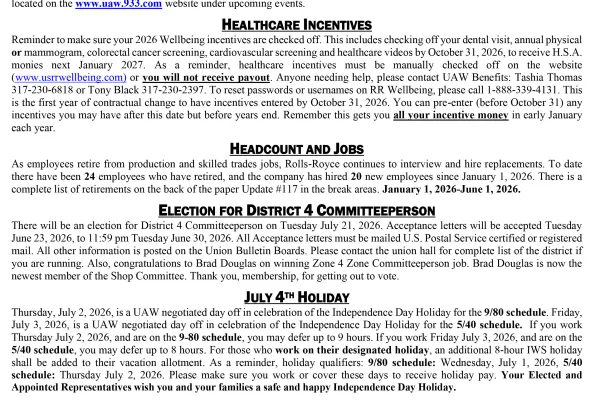 Local 933/RR Unit Chairman's Report #117