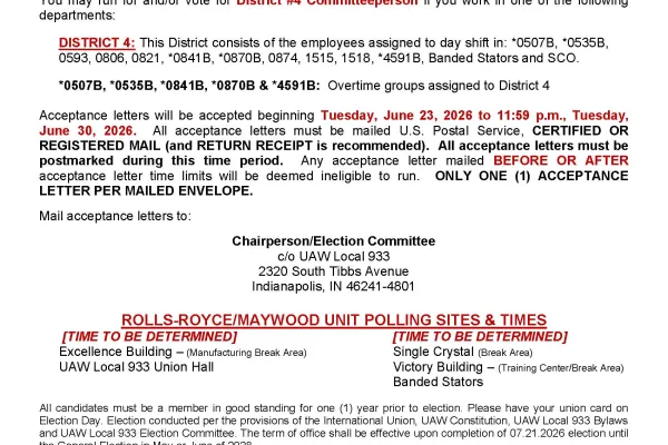 Local 933 - RR Unit Election Notice
