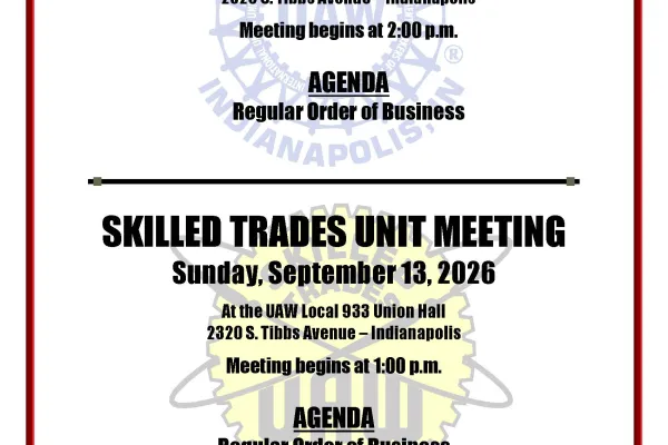 UAW Local 933 Membership Meeting Notice
