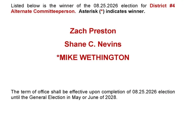 UAW Local 933/RR Unit District 4 Election Results