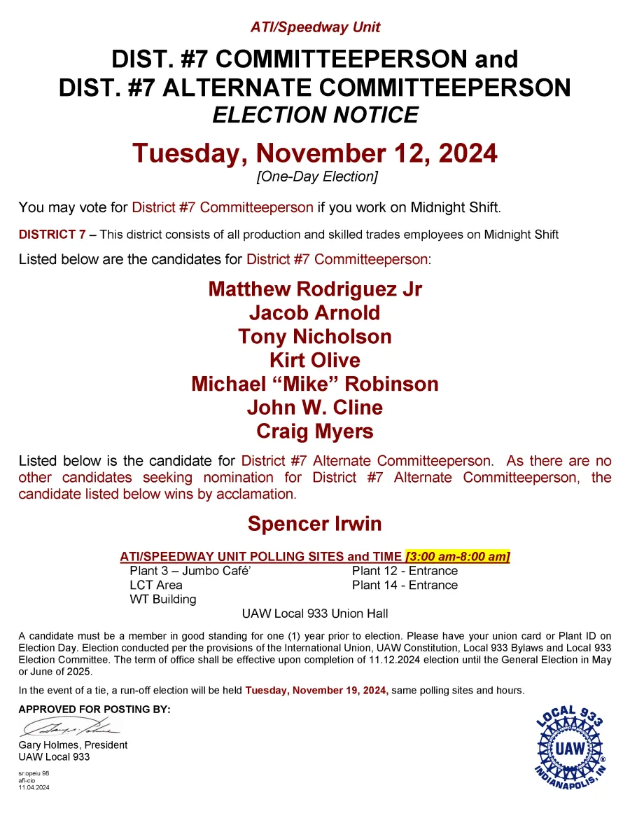 District 7 Election Notice