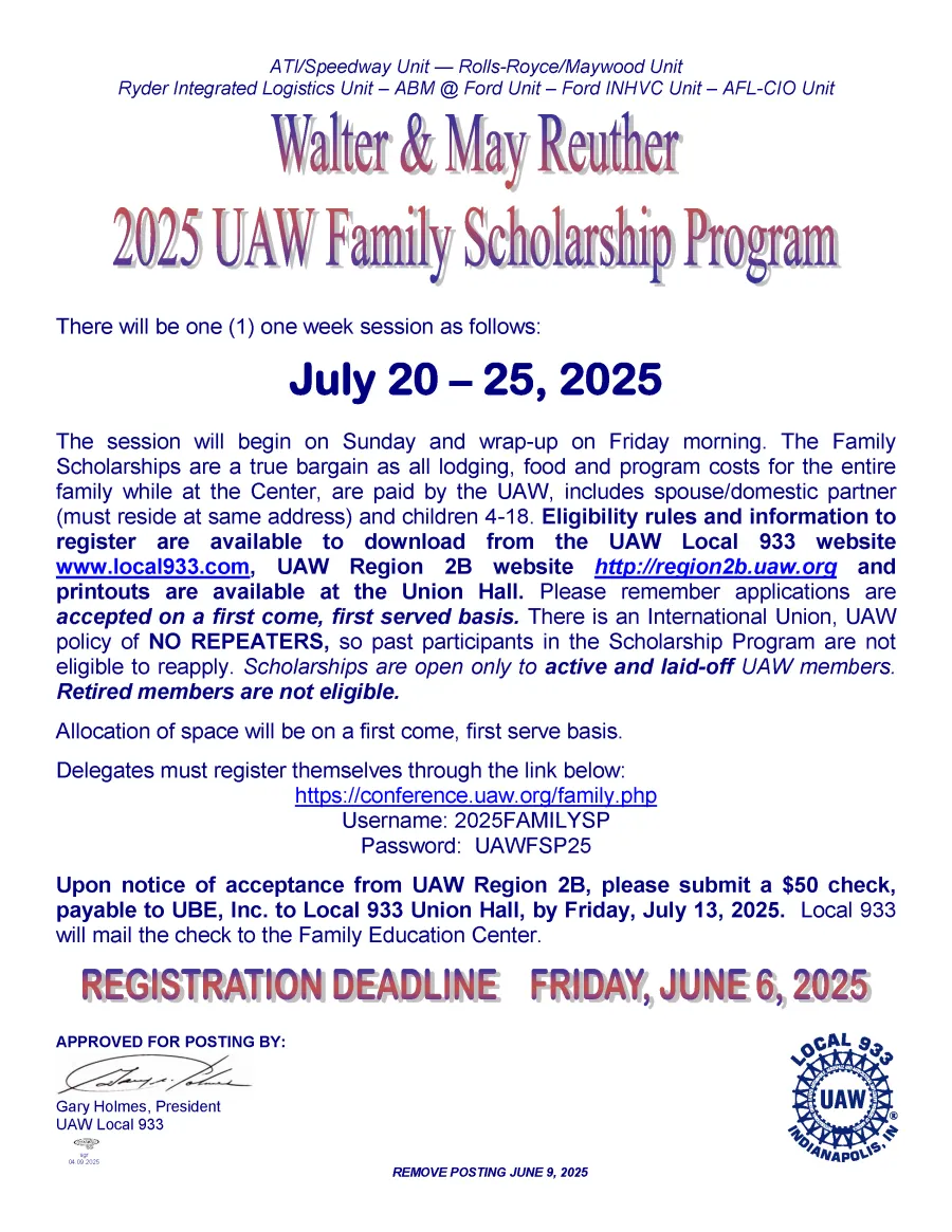2025 UAW Family Scholarship