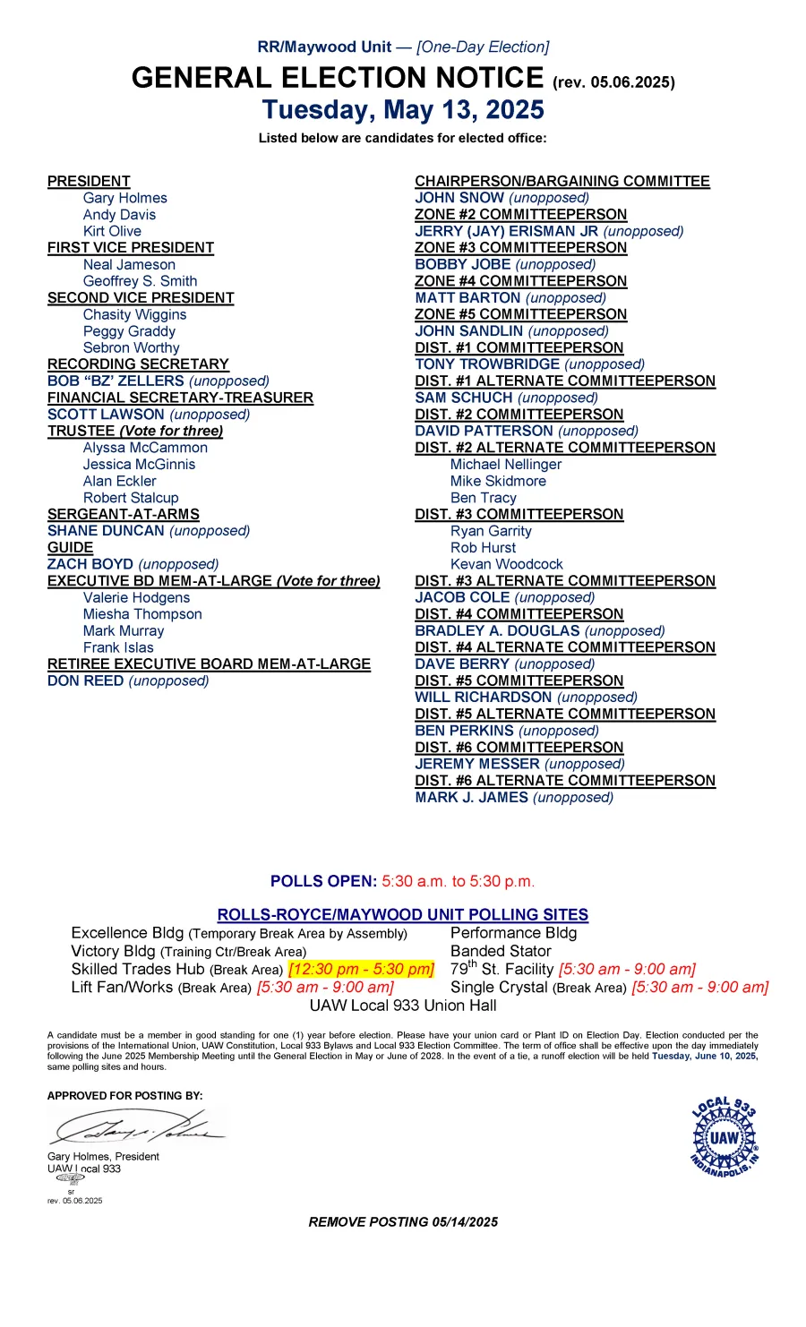 General Election Notice RR Unit