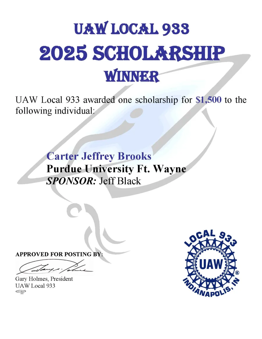 Local 933 Scholarship Winner