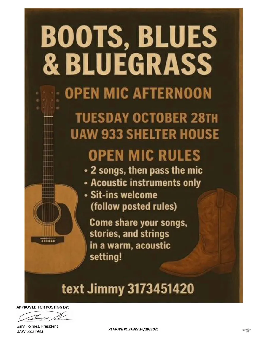 UAW 933 Shelter House Event Poster