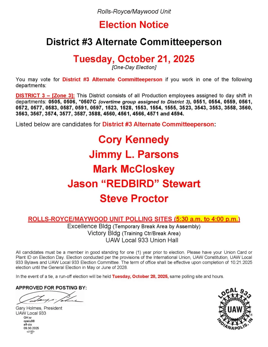 Local 933 Election Notice
