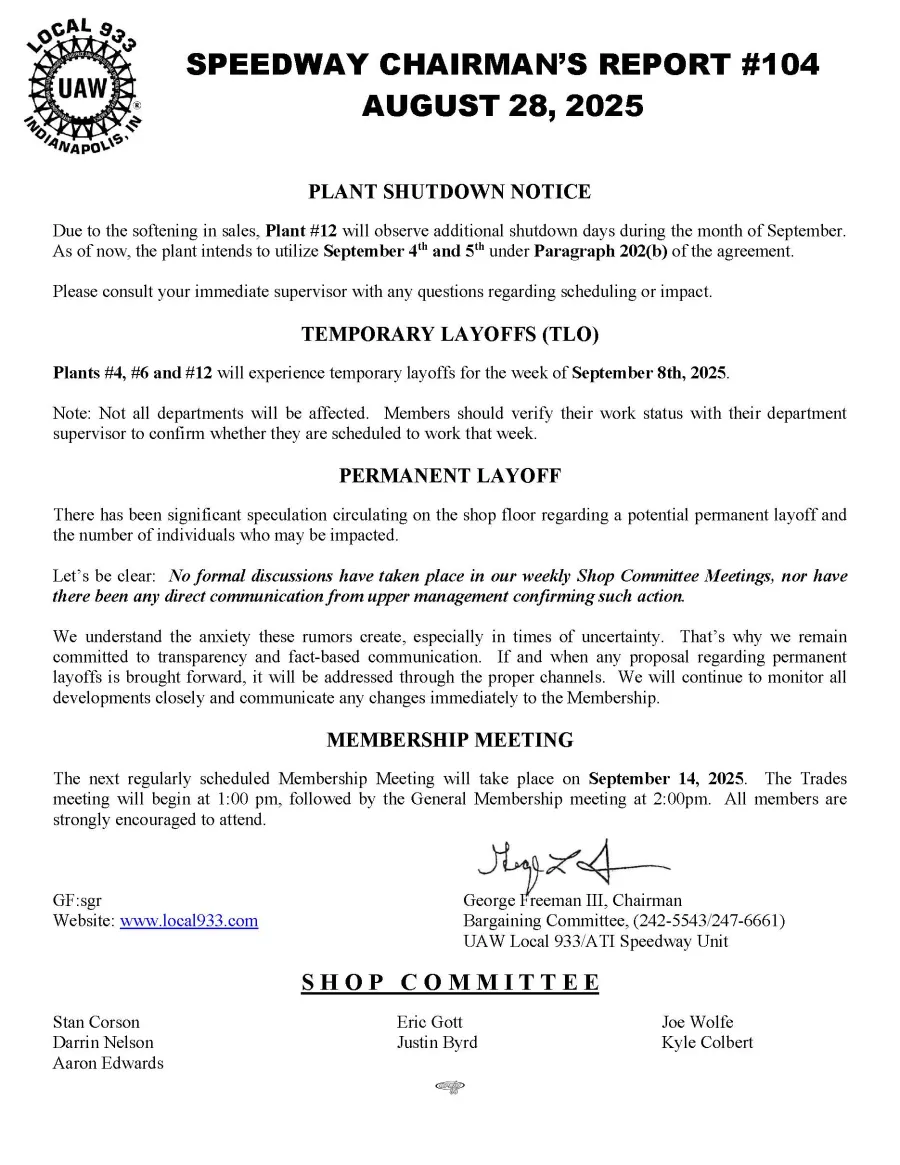 Chairman's Update #104