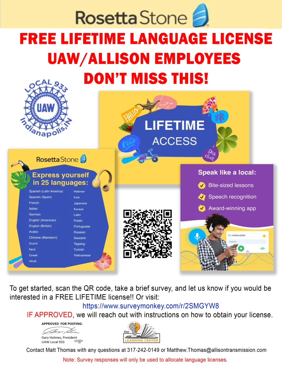 UAW 933 Rosetta Stone Flyer
