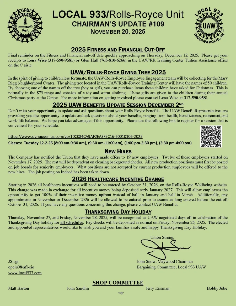 Chairman's Update #109