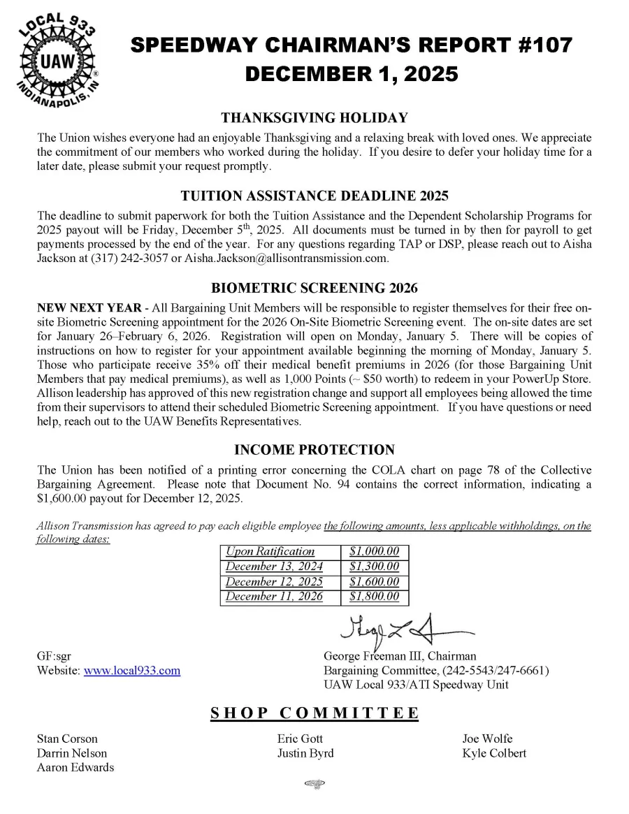 Chairman's Update #107