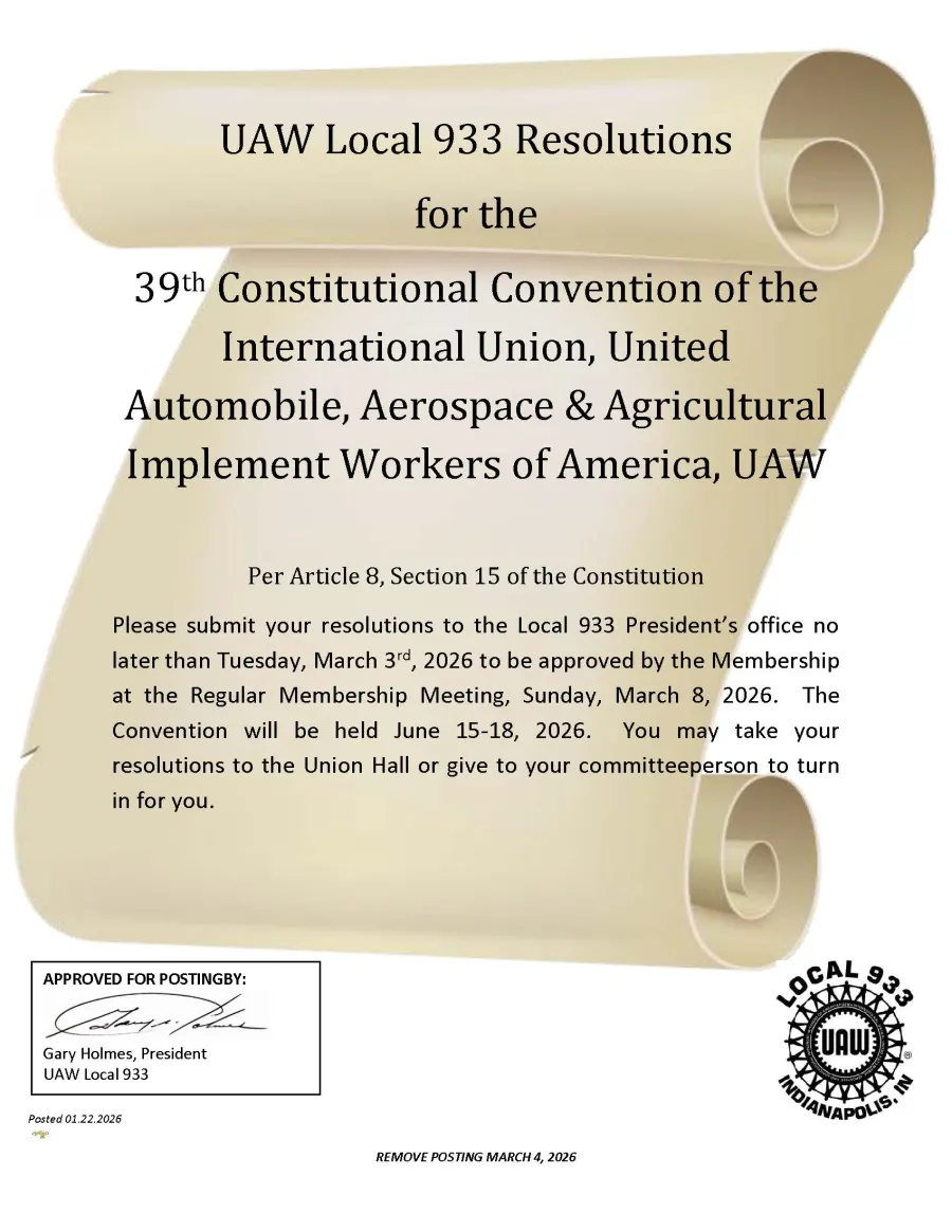 UAW Constitutional Convention Posting