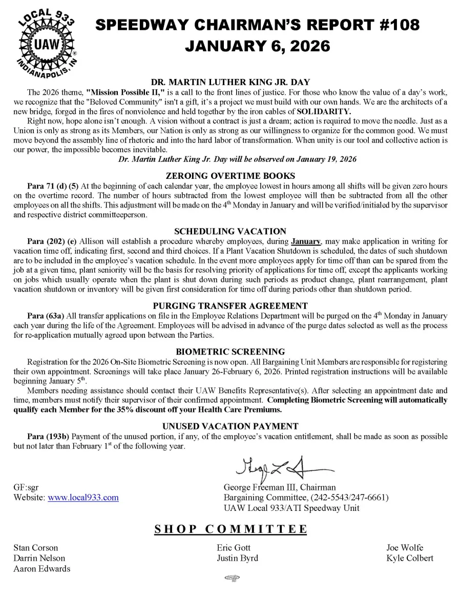 Chairman's Update #108