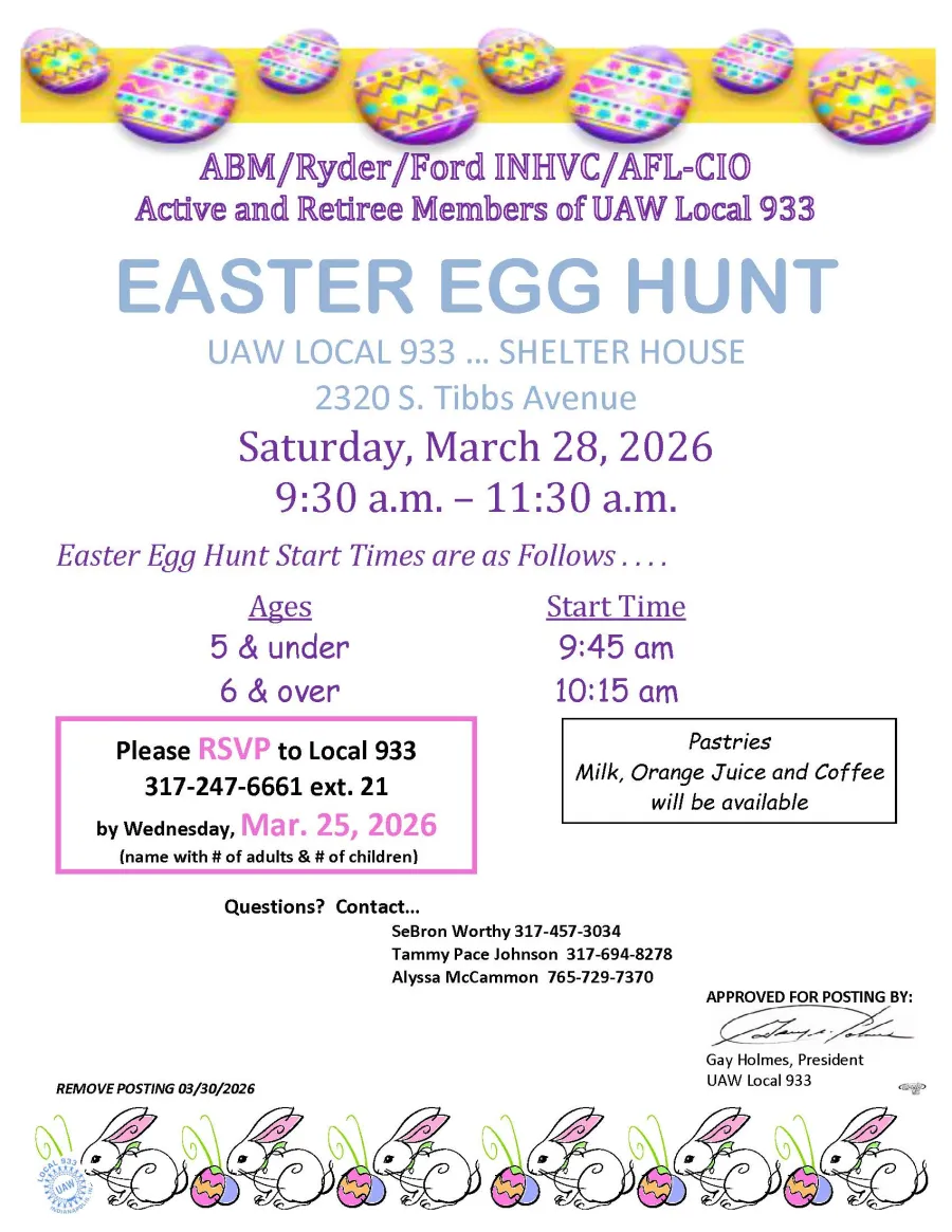 UAW Local 933 2026 Easter Egg Hunt