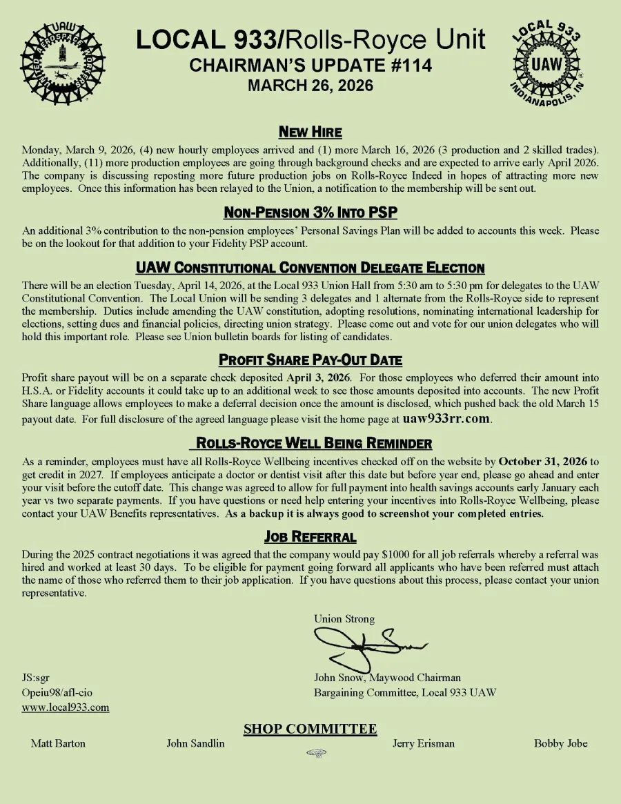 Chairman's Update #114