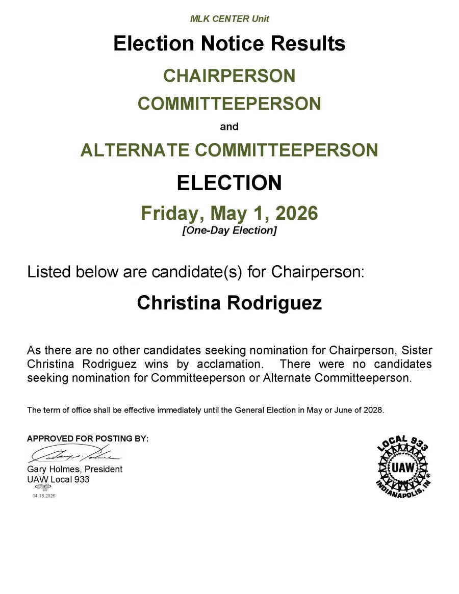 MLK Center Election Results