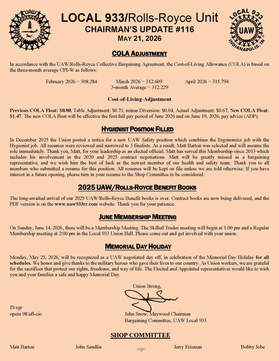 Chairman's Update #116
