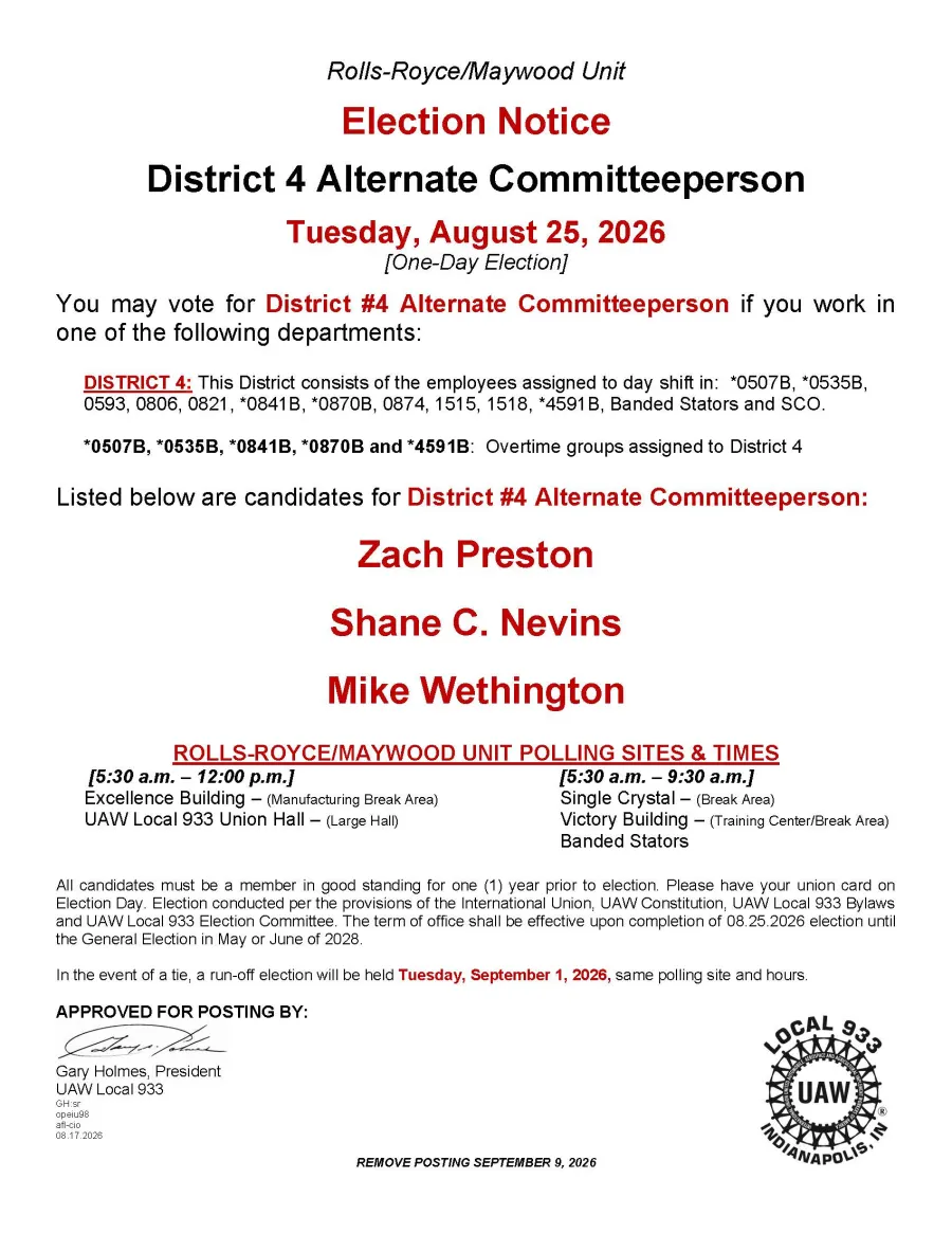 RR Unit Election Notice