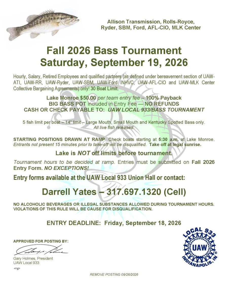 UAW Local 933 Fall Bass Tournament