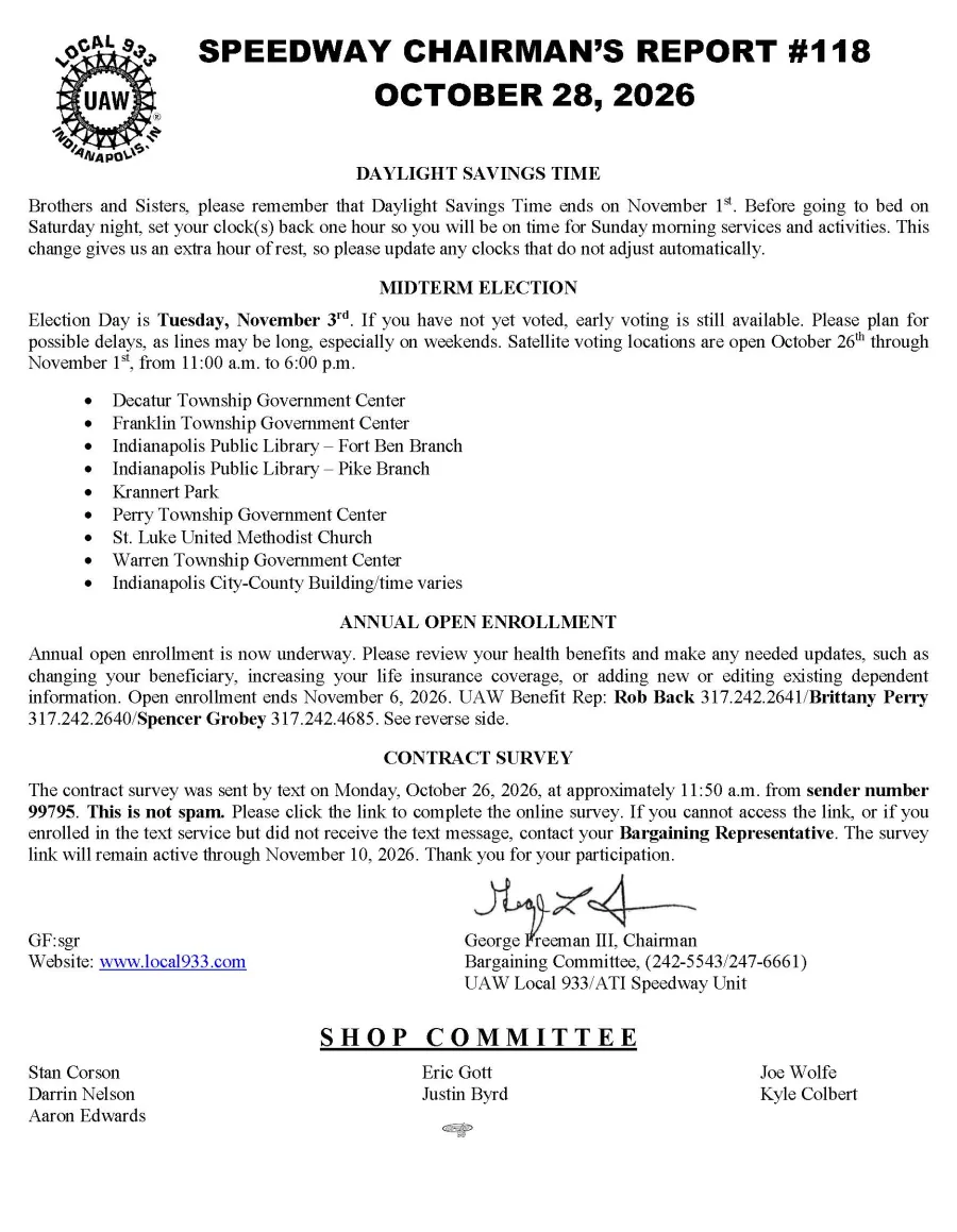 Chairman's Update #118