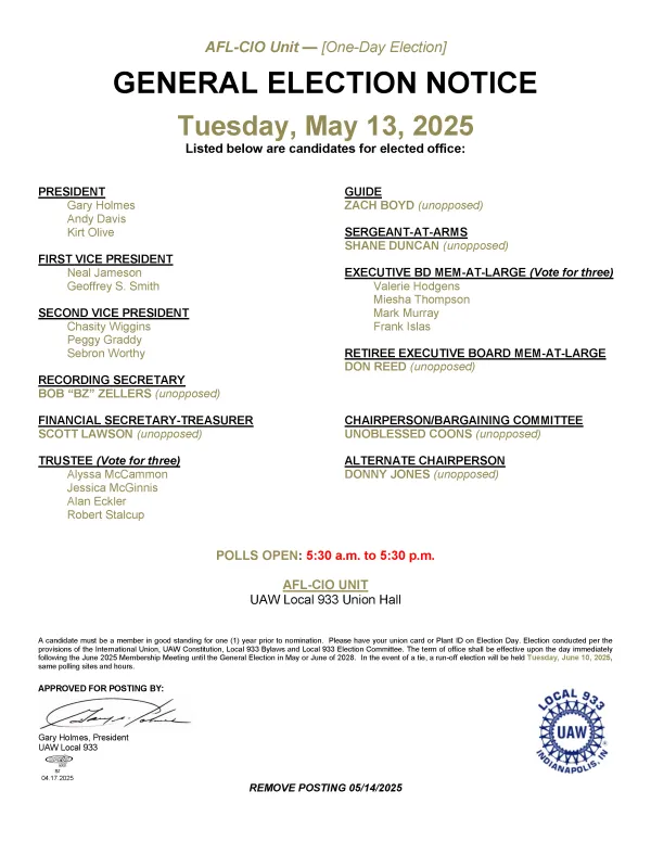Union Board Postings - General Election Notice