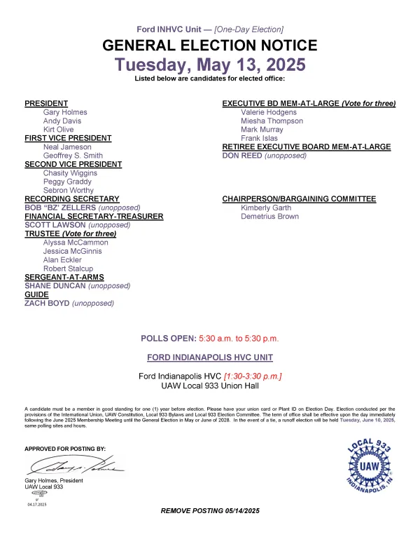 Union Board Postings - General Election Notice